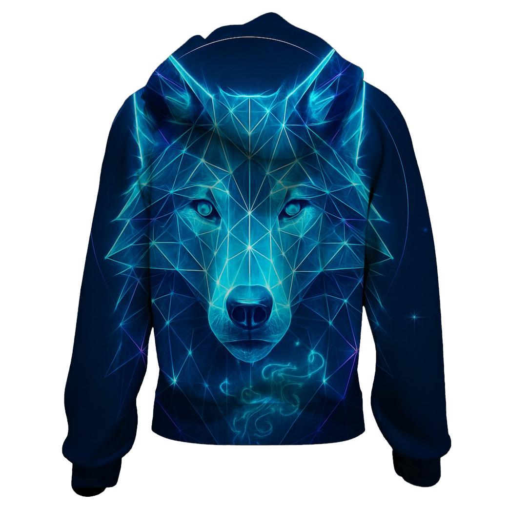 Aurora Lattice Wolf Sentinel zip-up hoodies