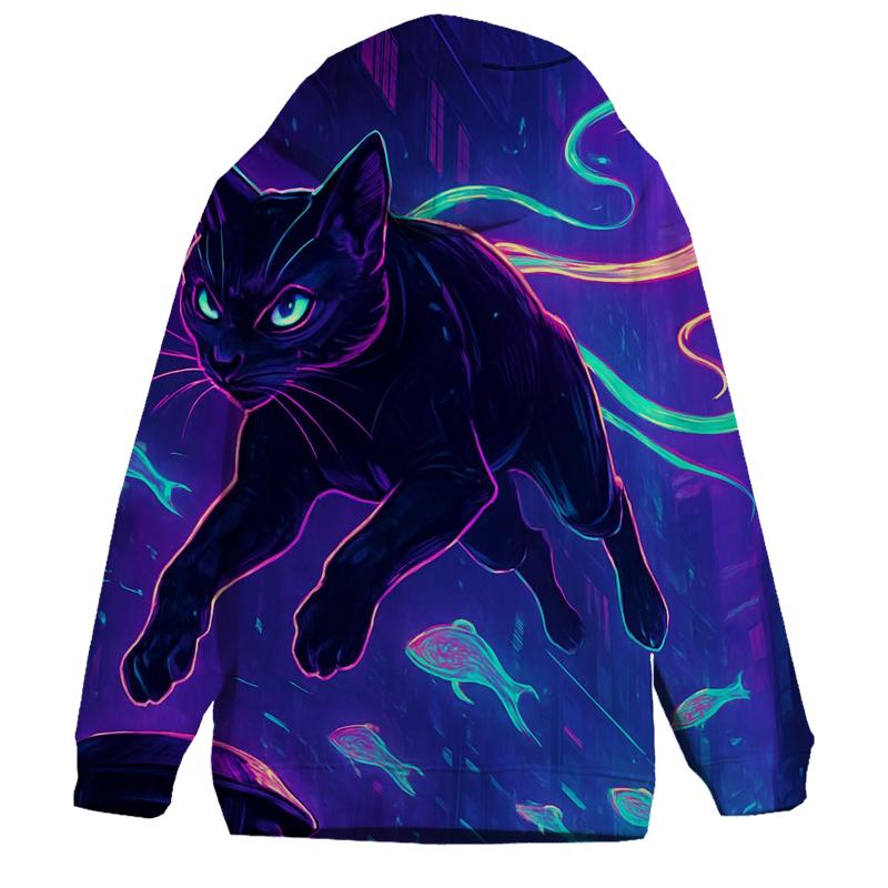 Neon Koi Rain Alley Cat Drifter graphic hoodies