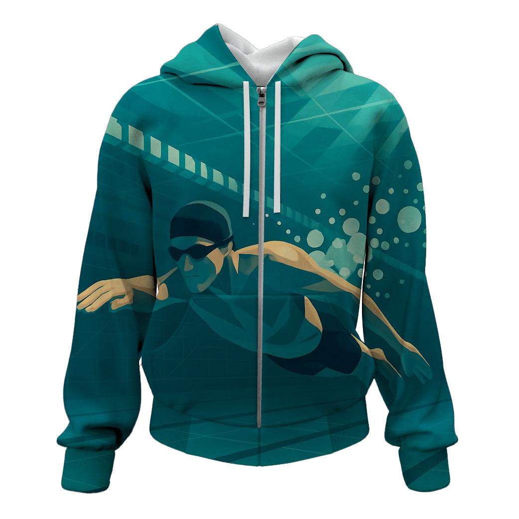 Underwater Pool Sprint Geometry embroidered hoodies