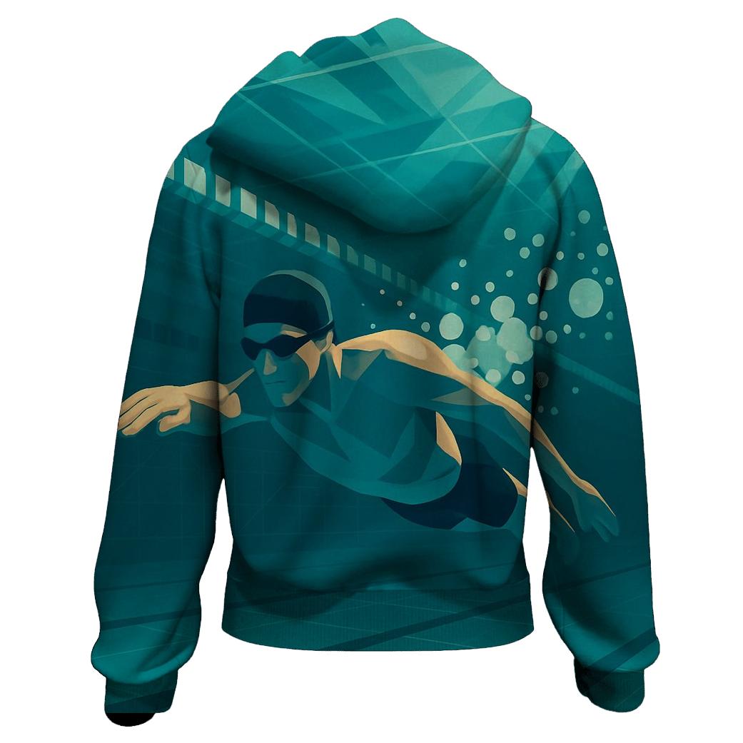 Underwater Pool Sprint Geometry embroidered hoodies