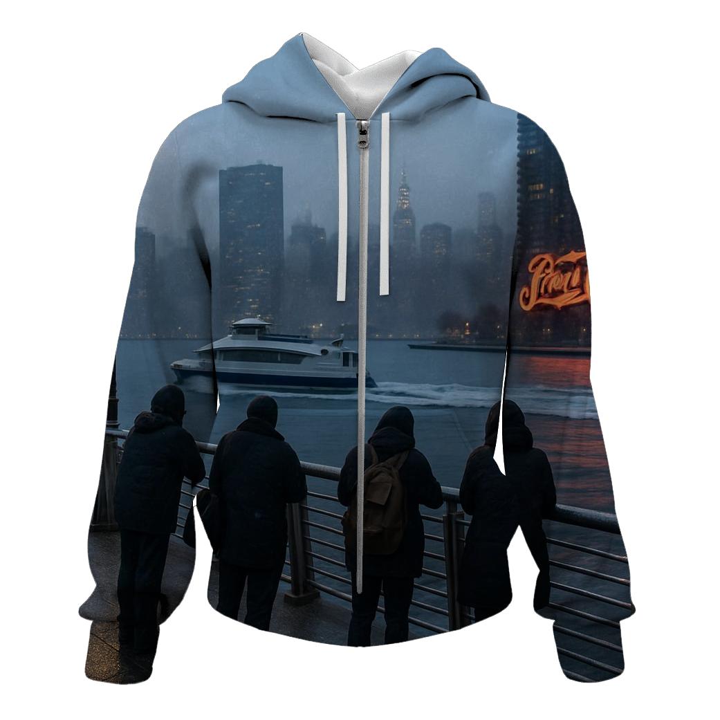 Gantry Plaza Snow Squall Facing Midtown embroidered hoodies