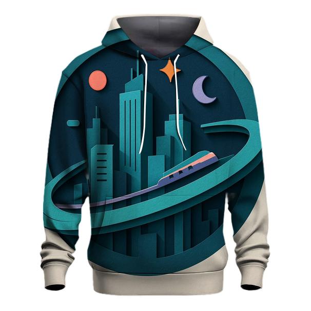 Prismatic Paper Cut City Orbit hoodie styles