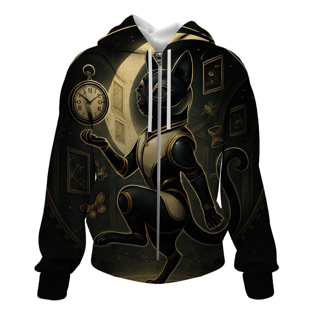 Clockwork Moonlight Cat Curator designer hoodies
