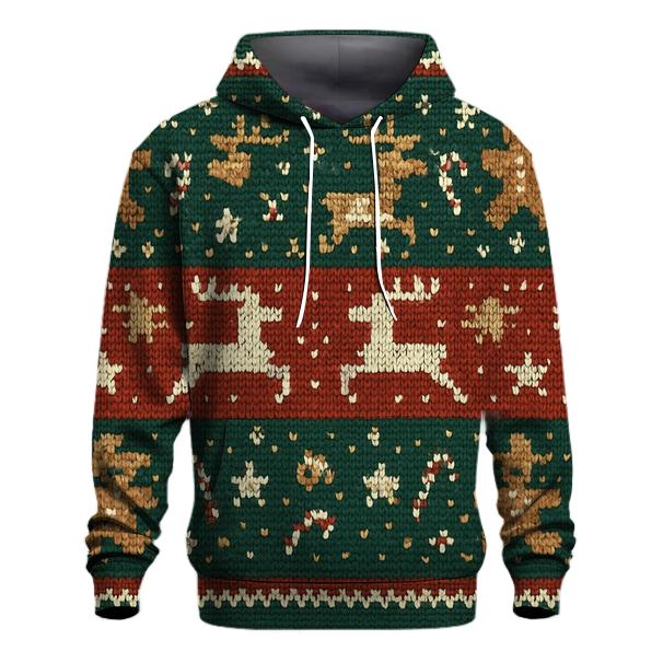 Gingerbread Rocket Reindeer Sweater Stripe Design premium hoodies
