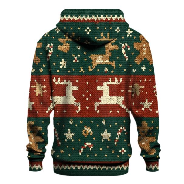 Gingerbread Rocket Reindeer Sweater Stripe Design premium hoodies