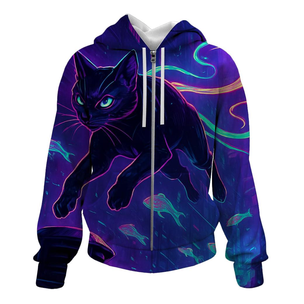 Neon Koi Rain Alley Cat Drifter embroidered hoodies