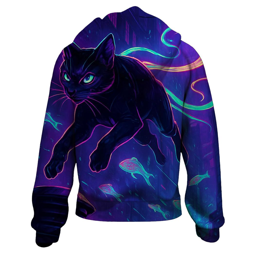 Neon Koi Rain Alley Cat Drifter embroidered hoodies