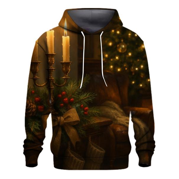 Candlelit Hearth And Evergreen Mantel zip-up hoodies