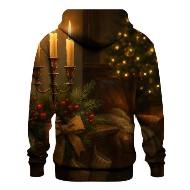 Candlelit Hearth And Evergreen Mantel zip-up hoodies