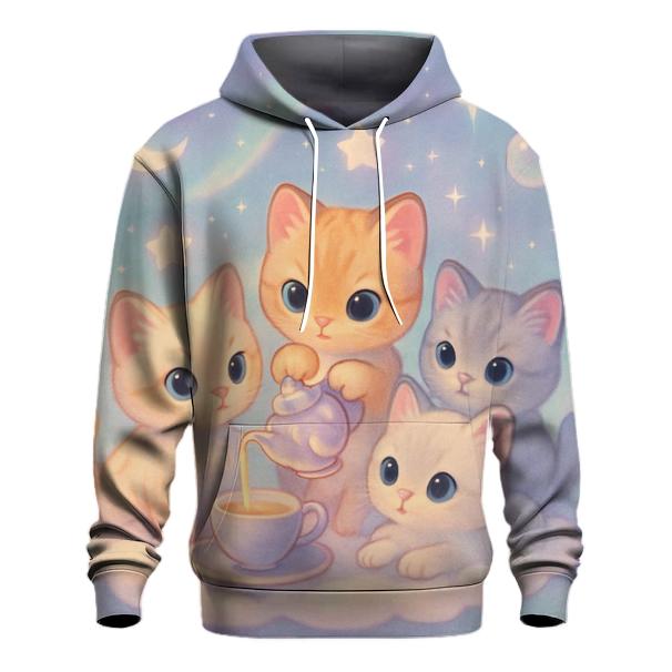 Cloud Tea Party Kittens embroidered hoodies