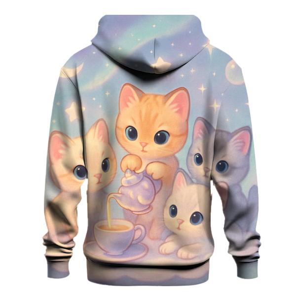 Cloud Tea Party Kittens embroidered hoodies