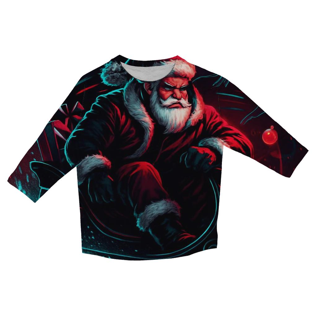 Neon Sleigh Drift Santa casual three quarter sleeve shirts