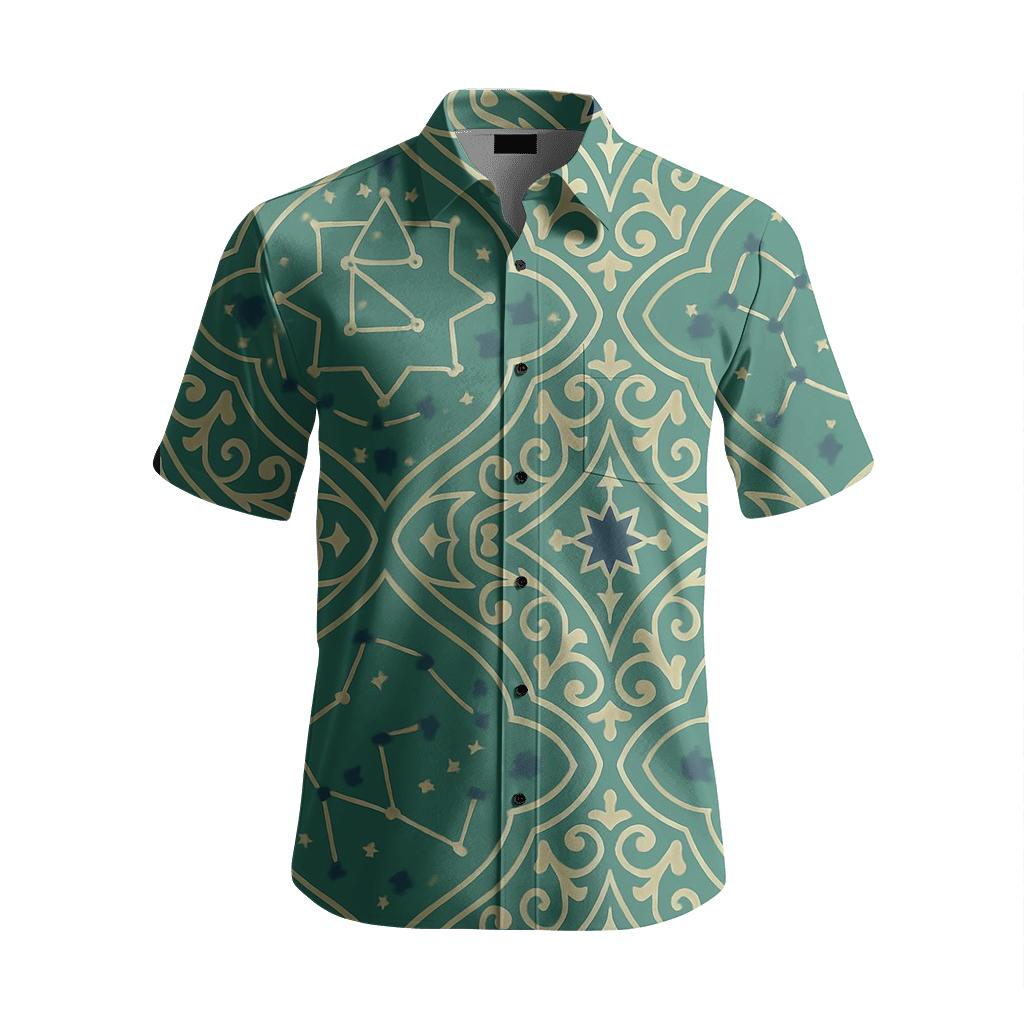 Celadon Star Chart Arabesque Damask premium embroidered apparel