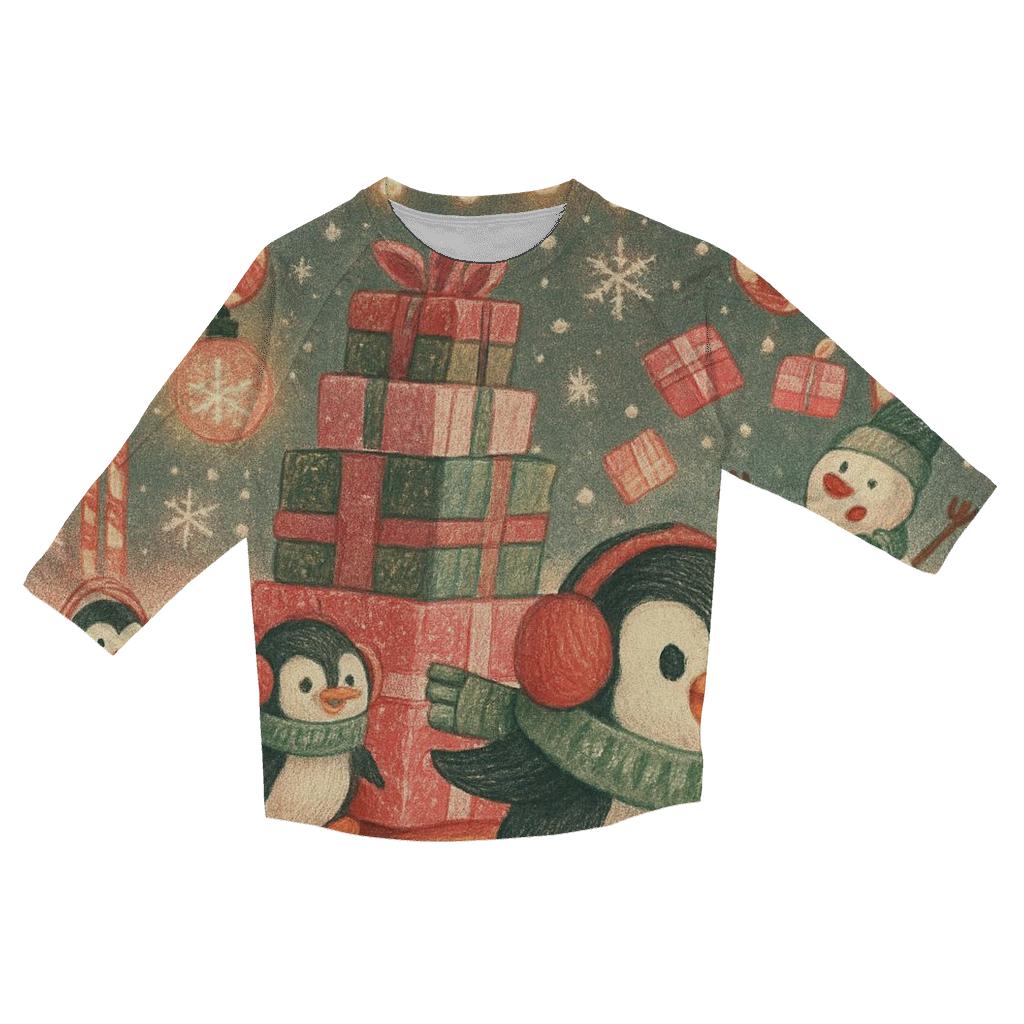 Mischief Penguin Postal Parade In A Snow Globe Street custom 3/4 sleeve shirts