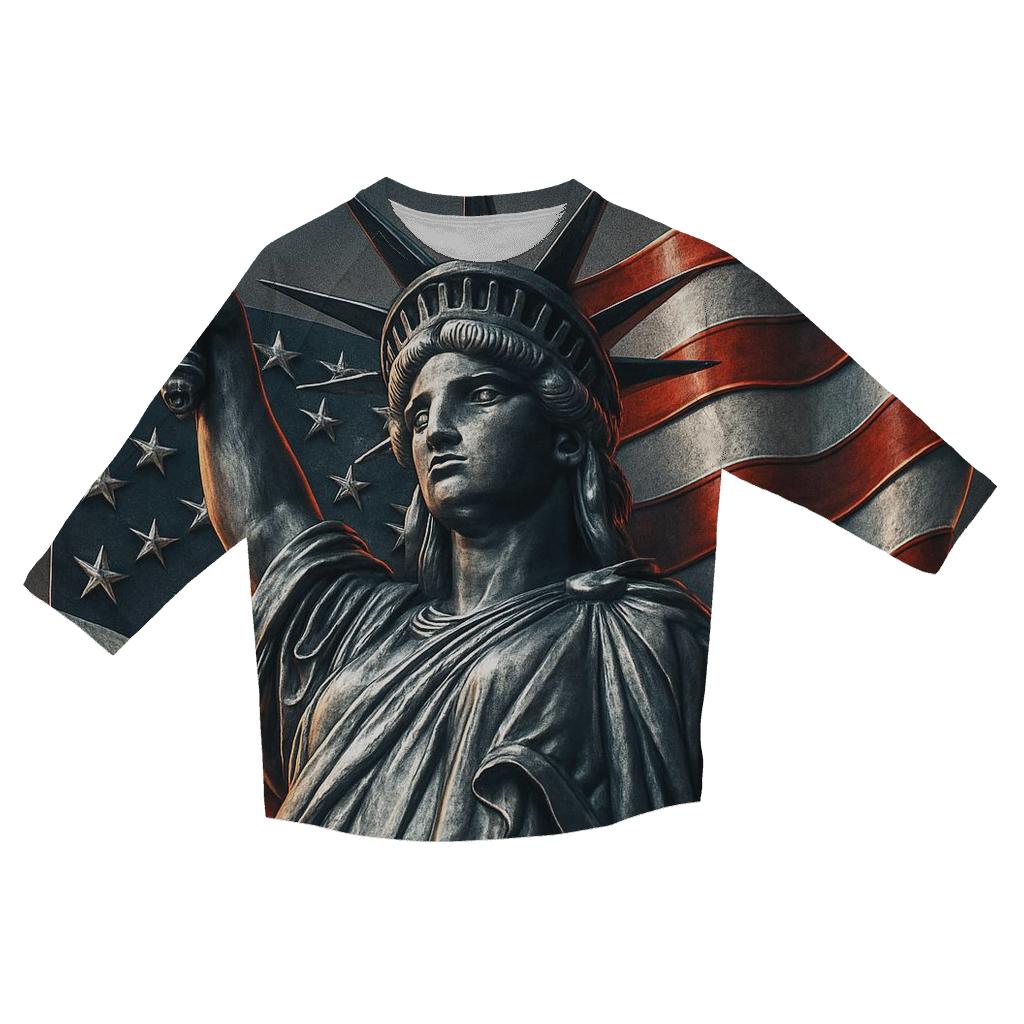Forged Steel Liberty Banner printed three quarter sleeve shirts