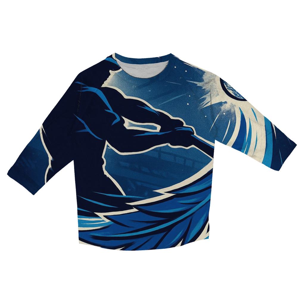 Bat Swing In Blue Jays Rush designer 3/4 sleeve blouses