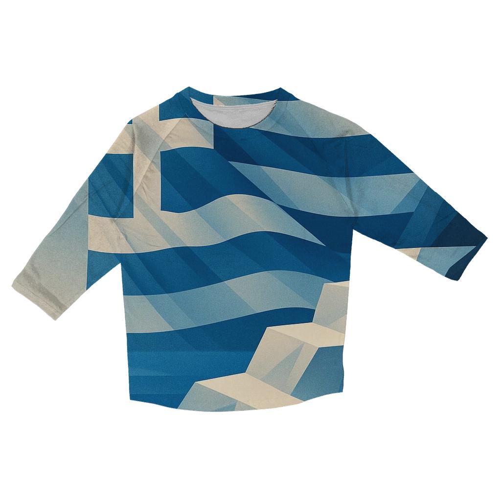 Aegean Geometry Banner casual three quarter sleeve shirts