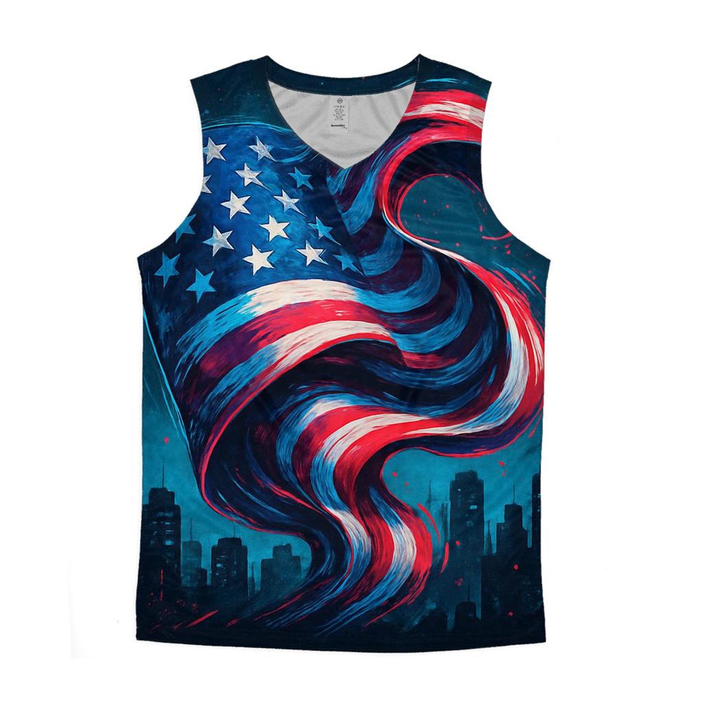 Neon Skyline Flag Surge custom tank tops