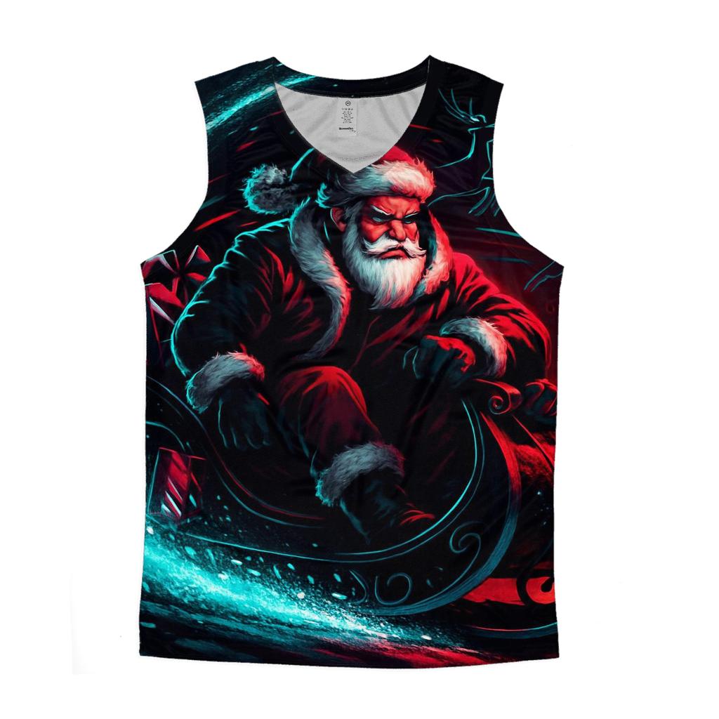 Neon Sleigh Drift Santa cotton sleeveless tops