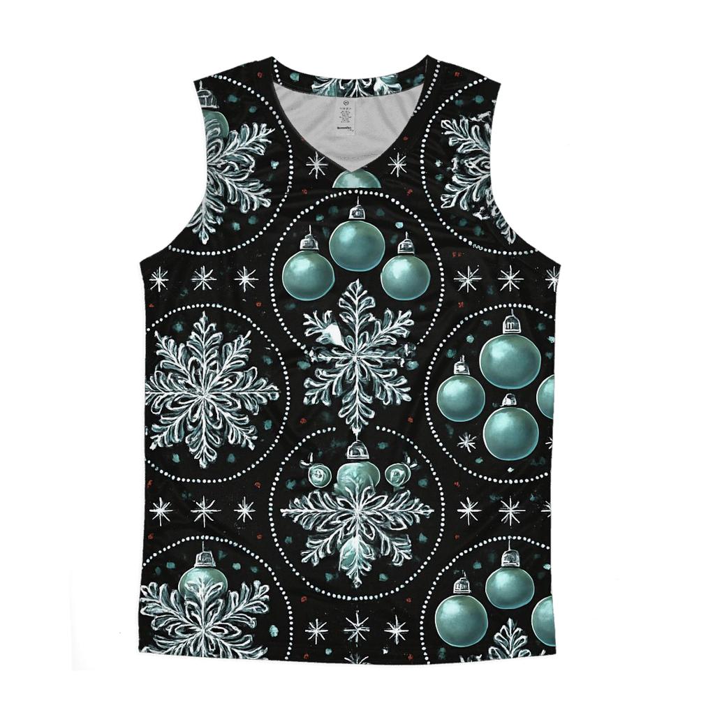 Midnight Snowflake And Ornament Medallion Tessellation On Black Background casual summer tank tops