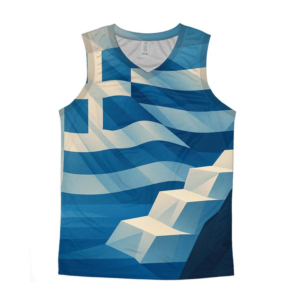 Aegean Geometry Banner cotton sleeveless tops