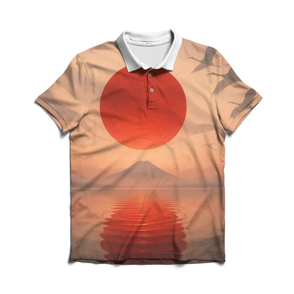 Rising Sun Mist Over Water embroidered polo tops