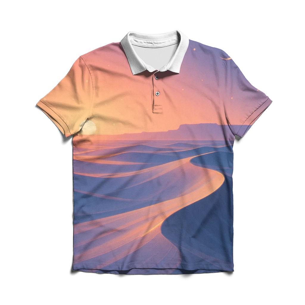 Lavender Wind Over Glass Dunes premium cotton polo shirts