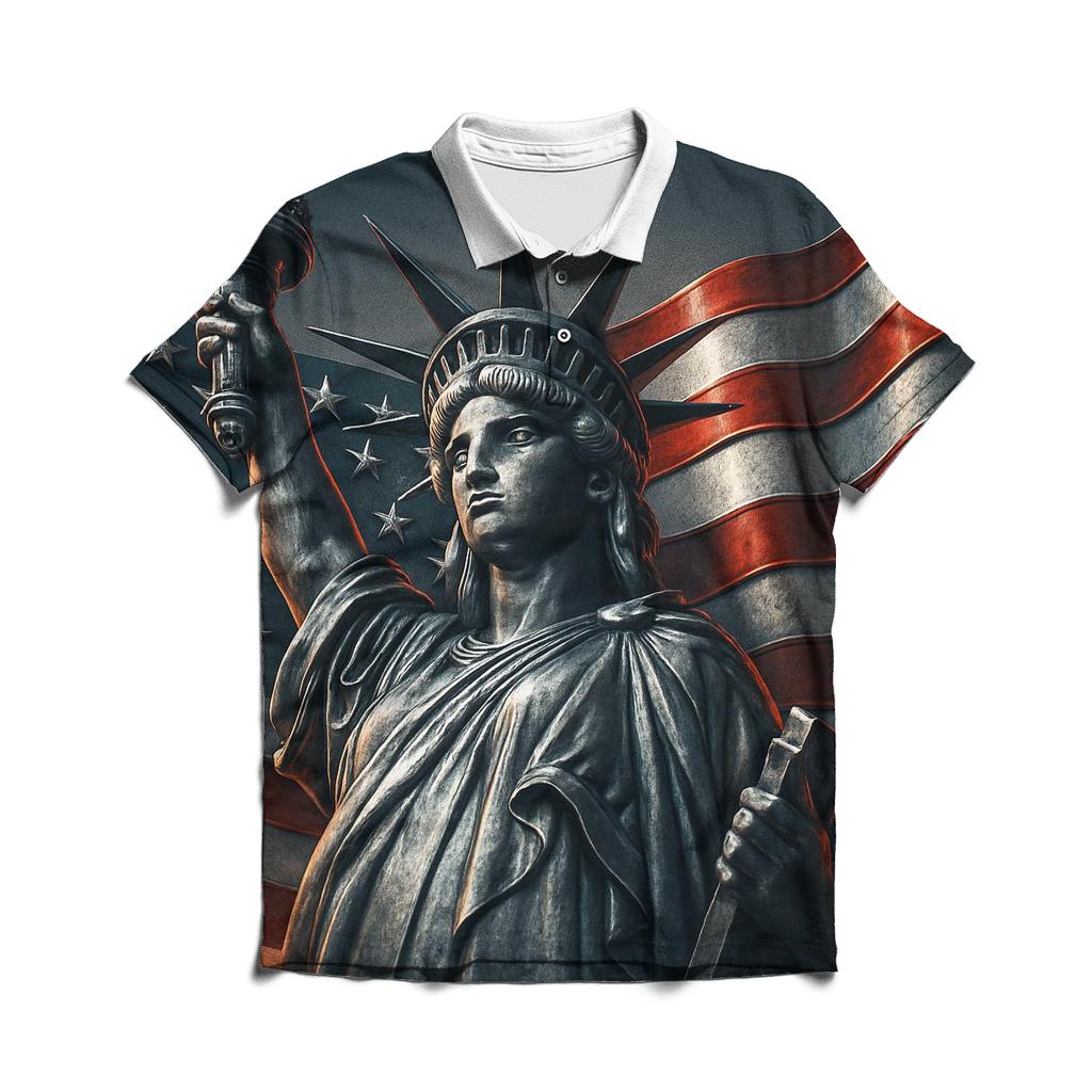 Forged Steel Liberty Banner embroidered polo tops