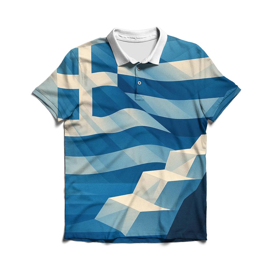 Aegean Geometry Banner designer slim fit polos