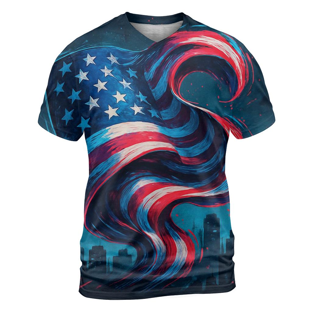 Neon Skyline Flag Surge custom all-over print shirts