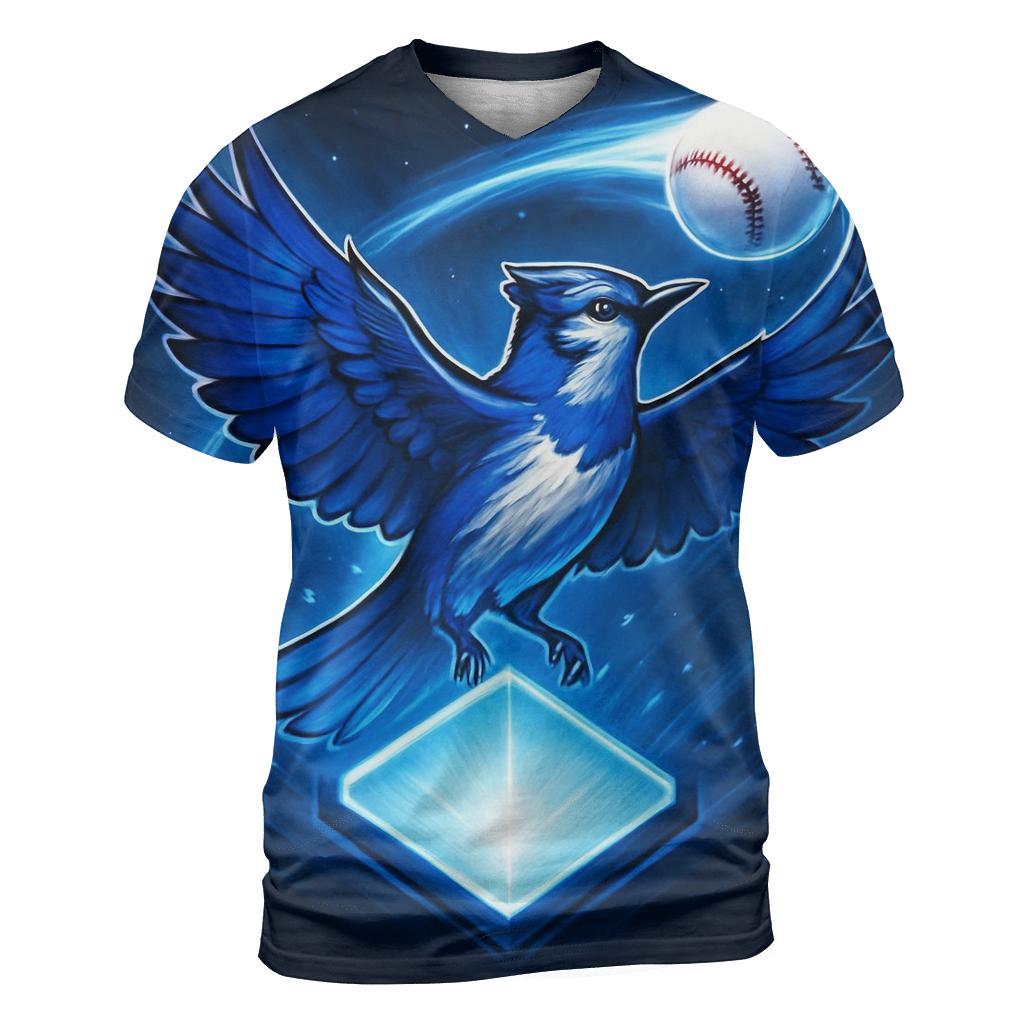 Aurora Flight Blue Jays Diamond vibrant all-over design tees