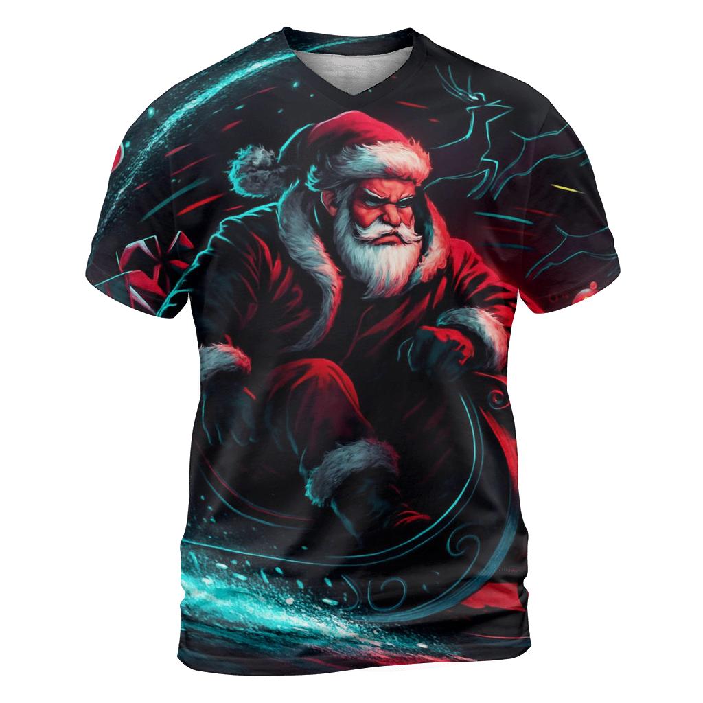 Neon Sleigh Drift Santa trendy printed shirt styles