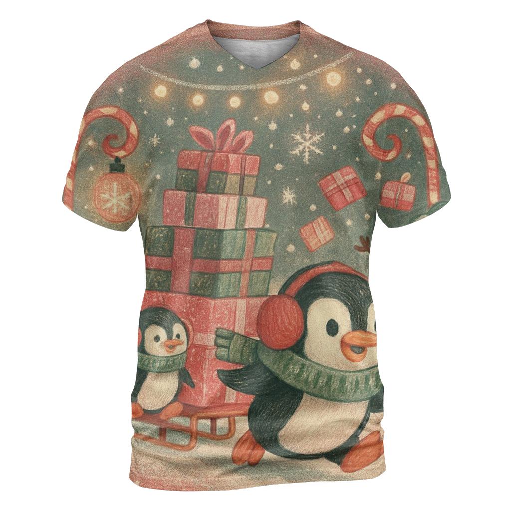 Mischief Penguin Postal Parade In A Snow Globe Street custom all-over print shirts