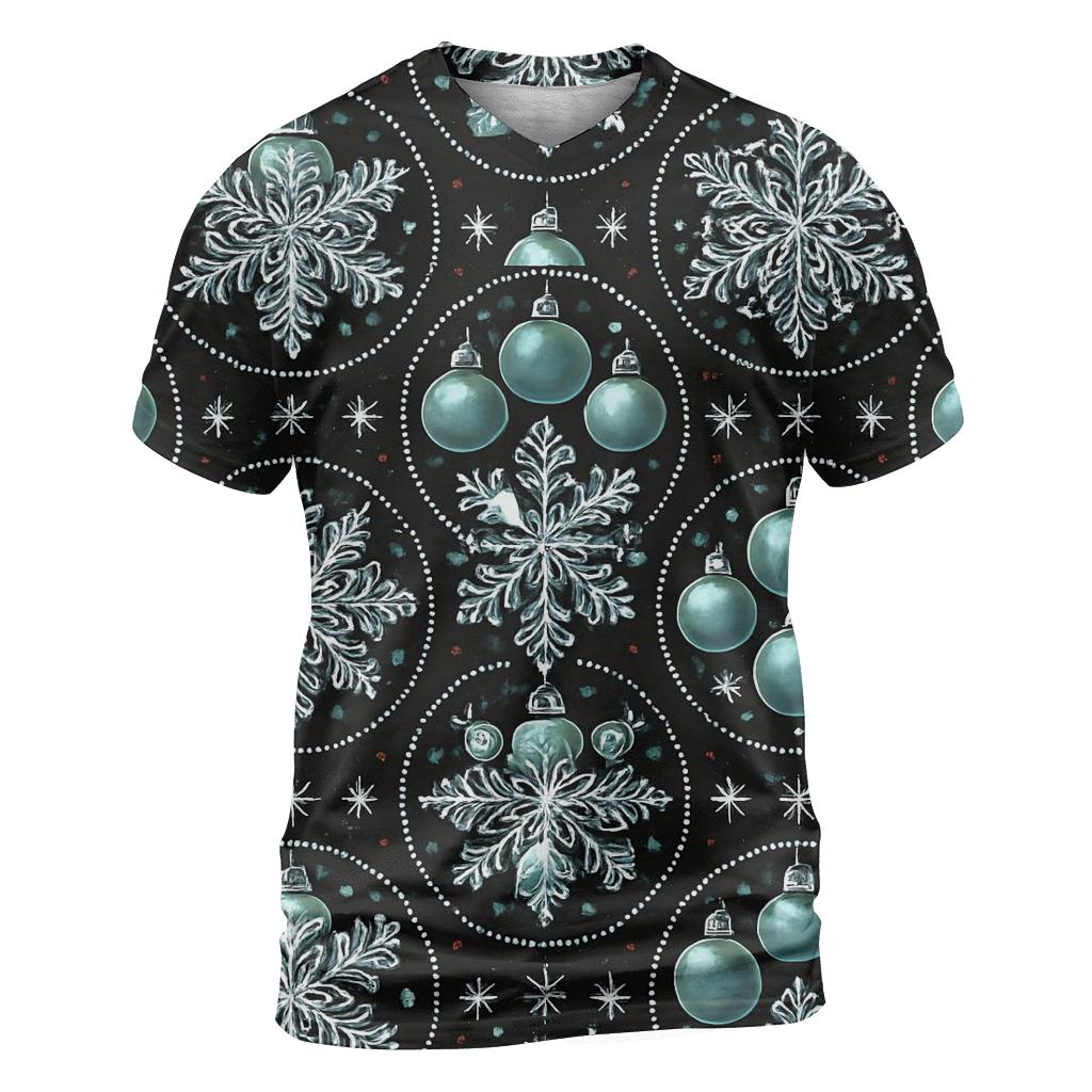 Midnight Snowflake And Ornament Medallion Tessellation On Black Background creative print fashion shirts