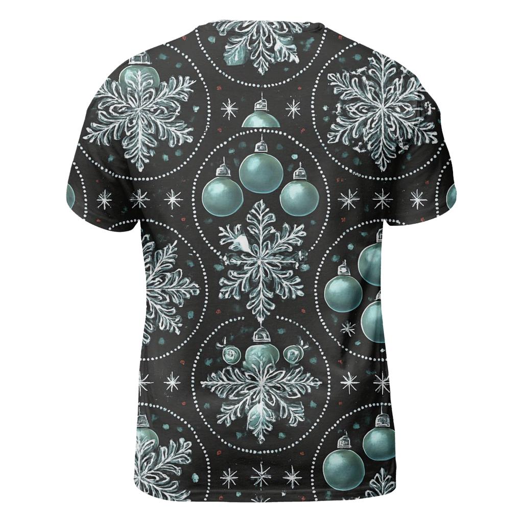 Midnight Snowflake And Ornament Medallion Tessellation On Black Background creative print fashion shirts