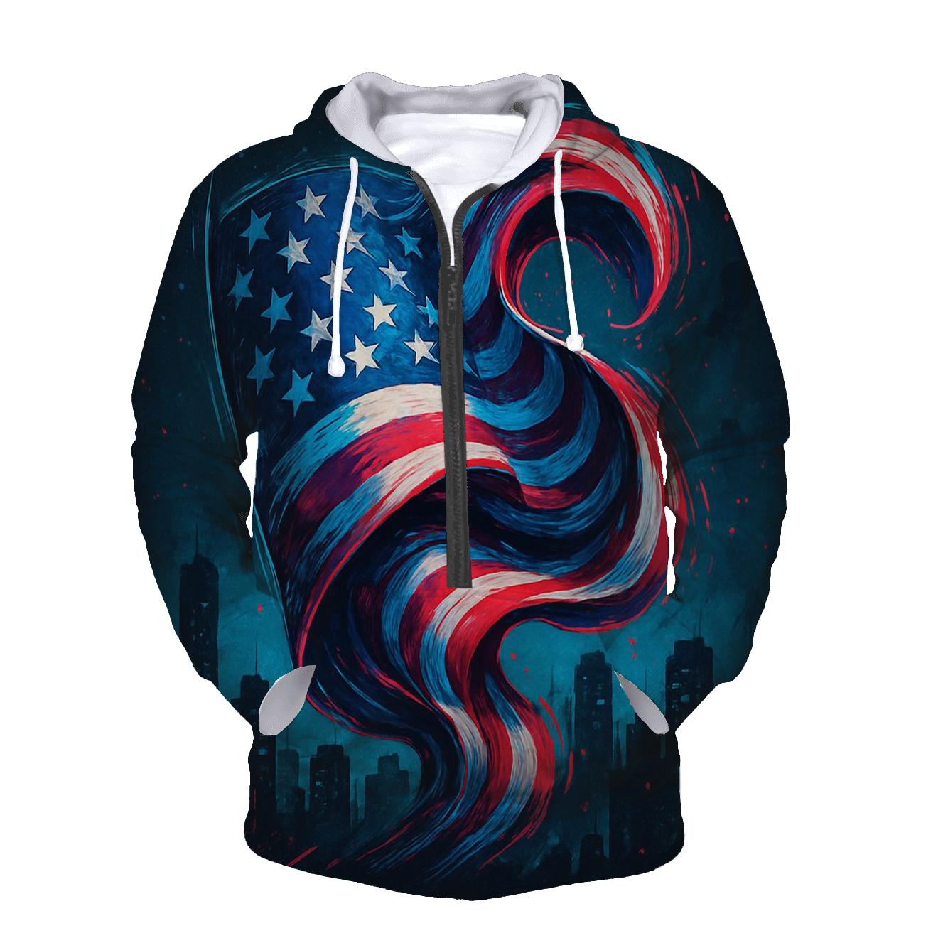 Neon Skyline Flag Surge hoodie trends