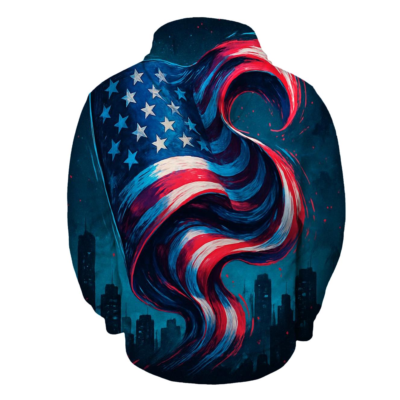 Neon Skyline Flag Surge hoodie trends