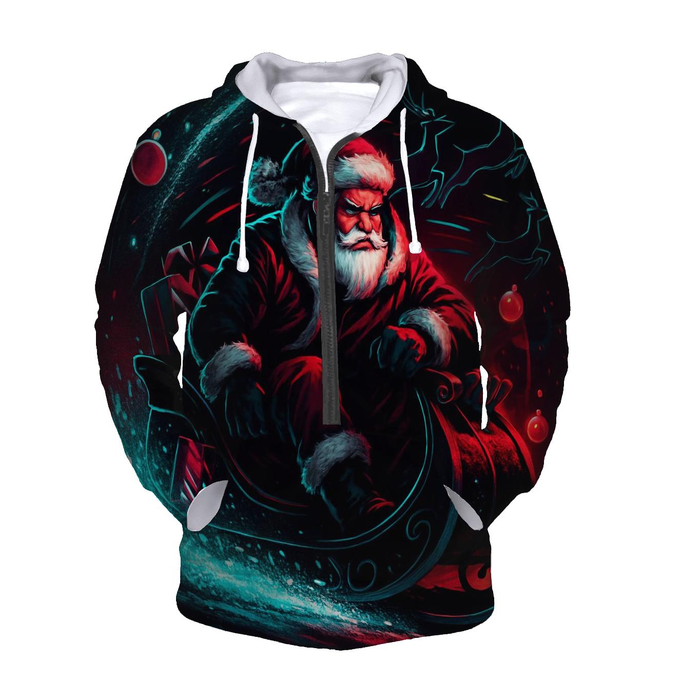 Neon Sleigh Drift Santa heavyweight hoodies