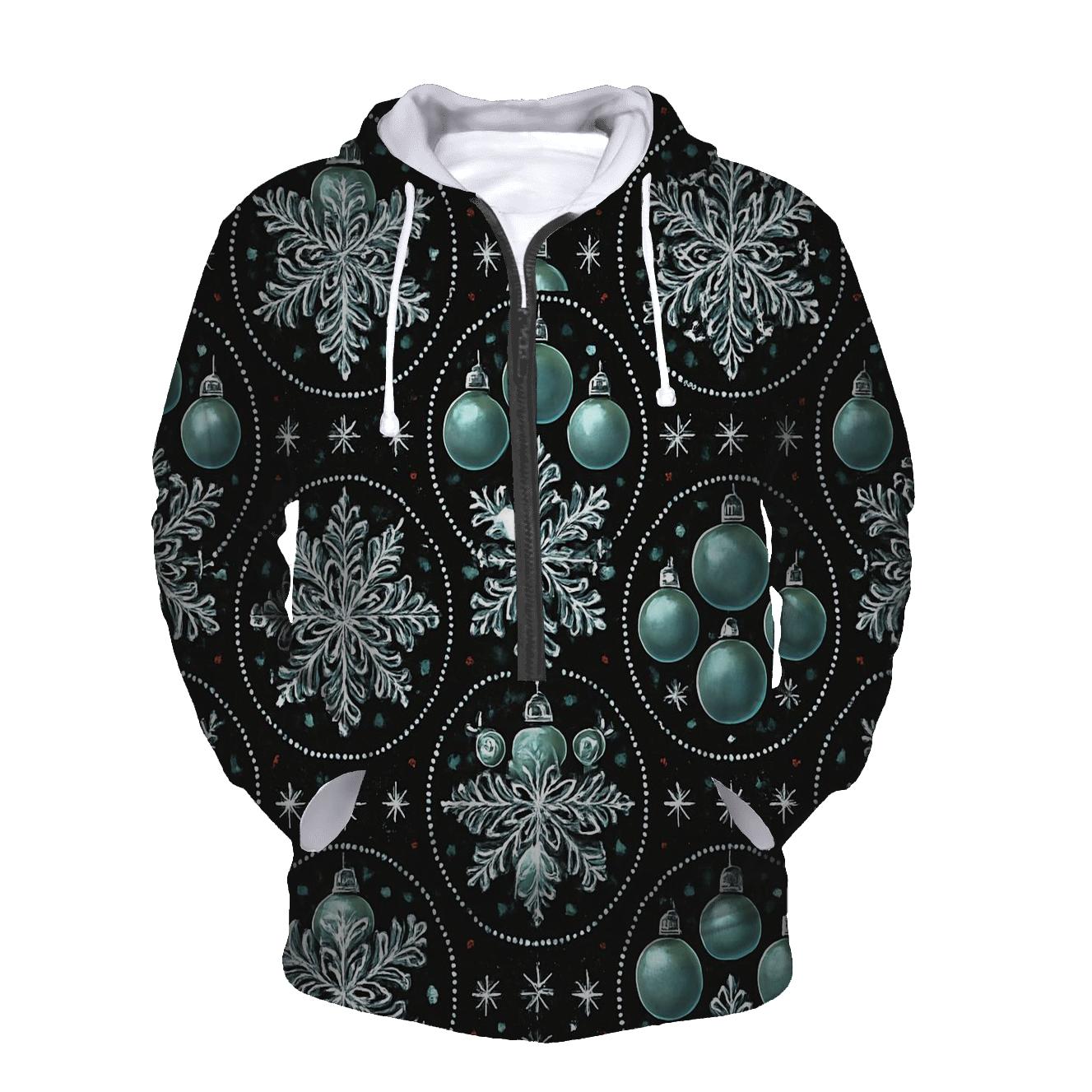 Midnight Snowflake And Ornament Medallion Tessellation On Black Background hoodies fashion