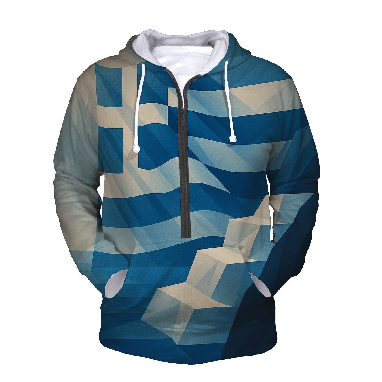 Aegean Geometry Banner zip-up hoodies