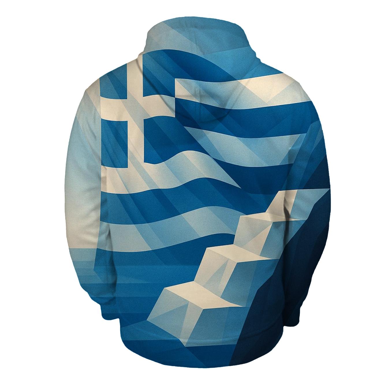 Aegean Geometry Banner zip-up hoodies