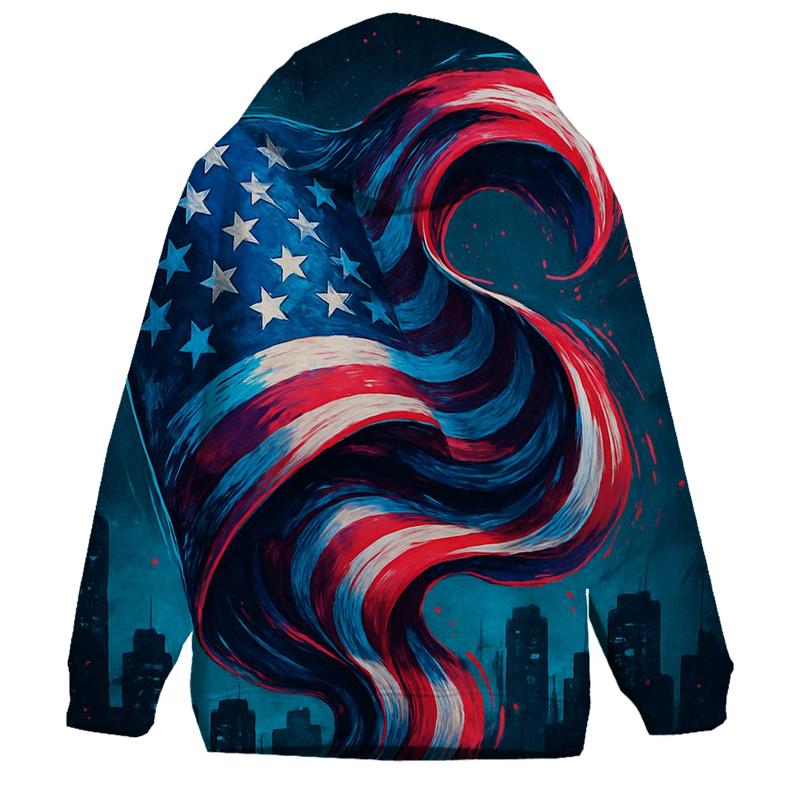 Neon Skyline Flag Surge pullover hoodies