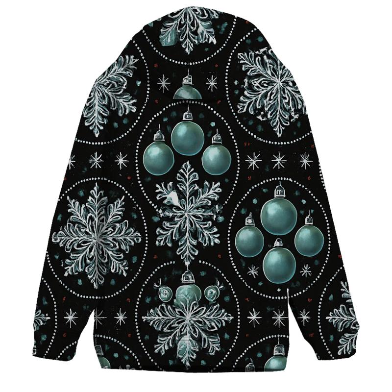Midnight Snowflake And Ornament Medallion Tessellation On Black Background lightweight hoodies