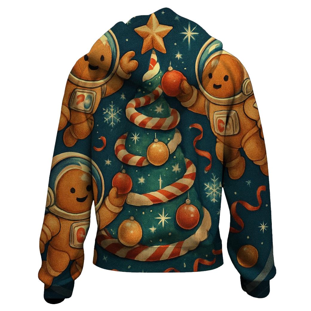 Gingerbread Astronauts Decorating A Zero Gravity Tree hoodie designs