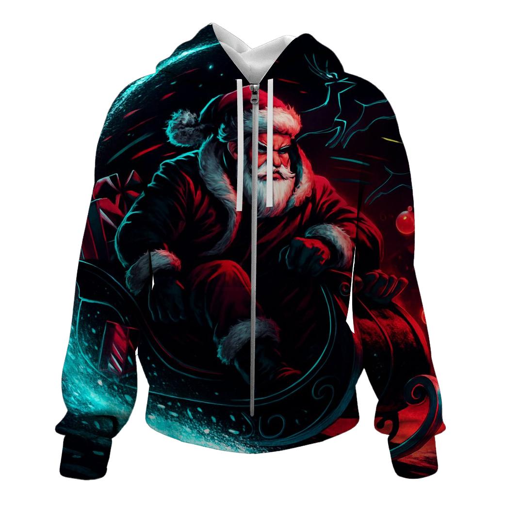 Neon Sleigh Drift Santa embroidered hoodies