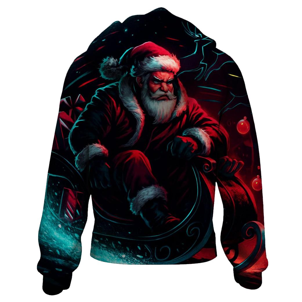 Neon Sleigh Drift Santa embroidered hoodies
