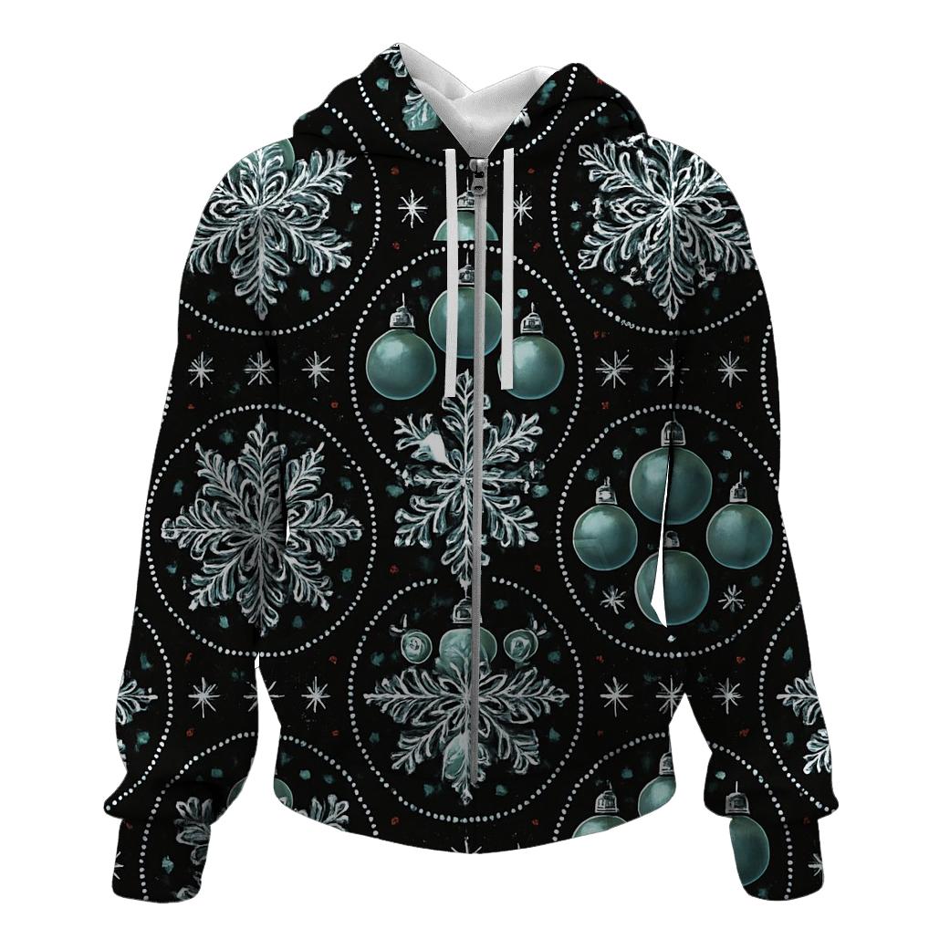 Midnight Snowflake And Ornament Medallion Tessellation On Black Background premium hoodies