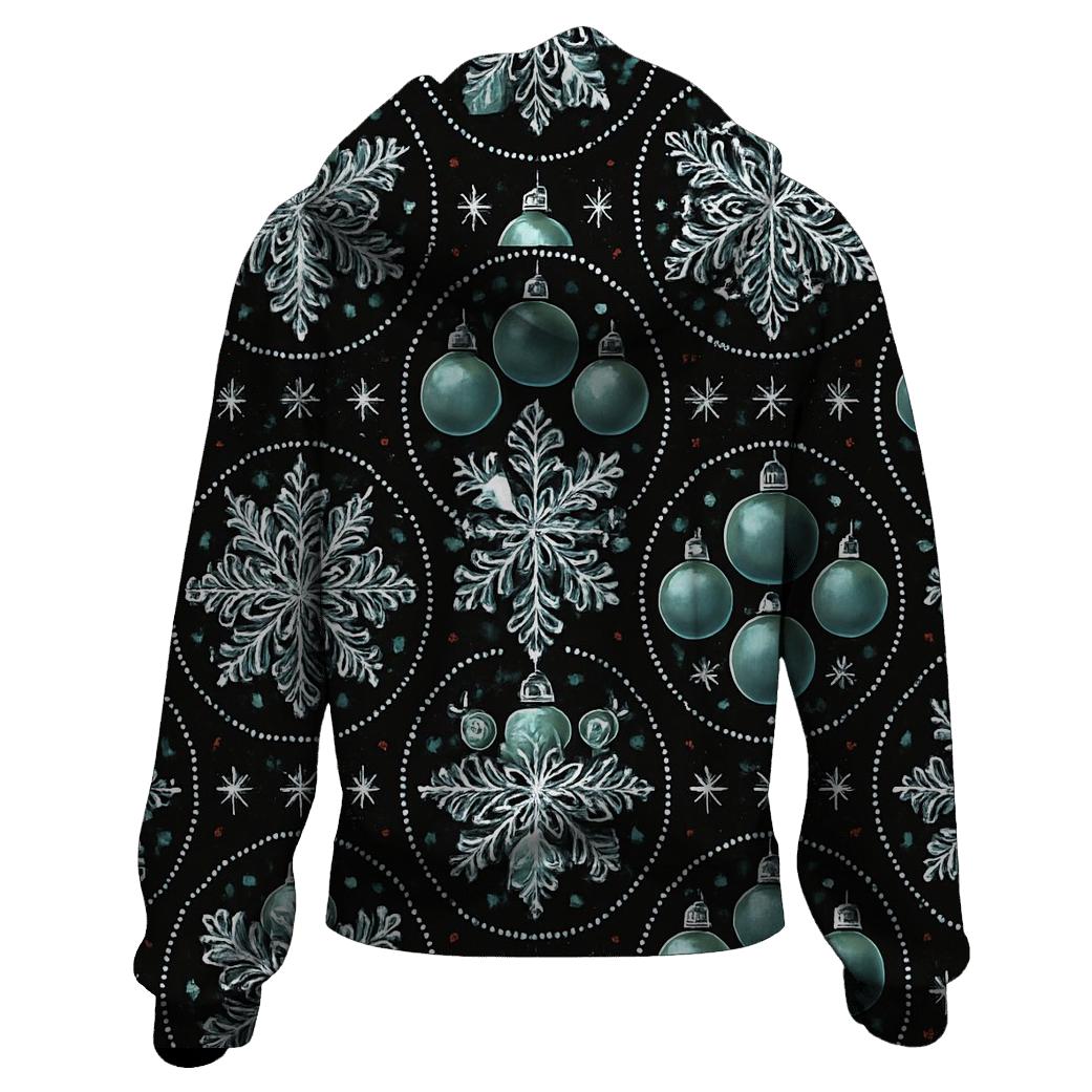 Midnight Snowflake And Ornament Medallion Tessellation On Black Background premium hoodies