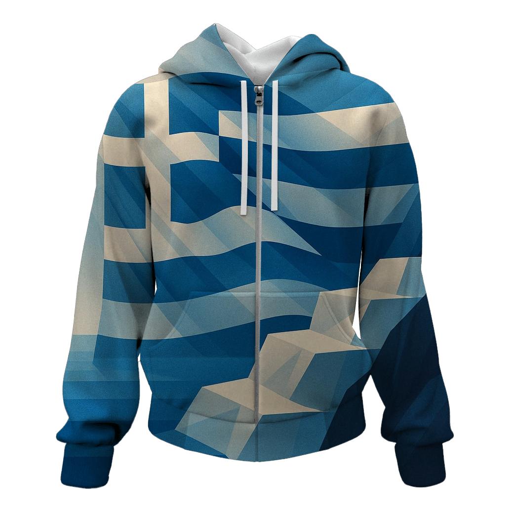 Aegean Geometry Banner zip-up hoodies