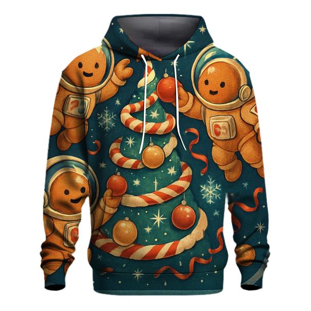 Gingerbread Astronauts Decorating A Zero Gravity Tree hoodies fashion